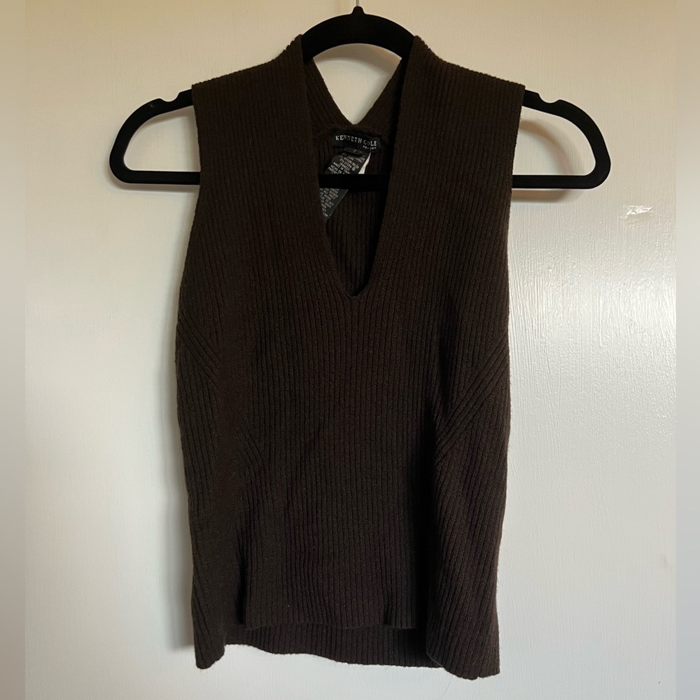 brown sweater vest